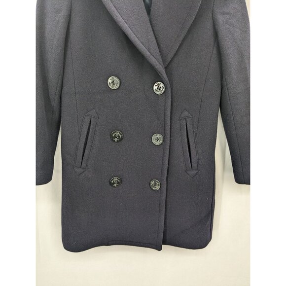 J.Crew Peacoat Women Size 00 Stadium Cloth Wool Blend Double Breasted Nautical - Picture 5 of 16